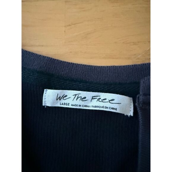 We The Free Mikah Notch Neck Top – Waffle Knit Henley w/ Patterned Sleeves – Siz - Picture 9 of 11